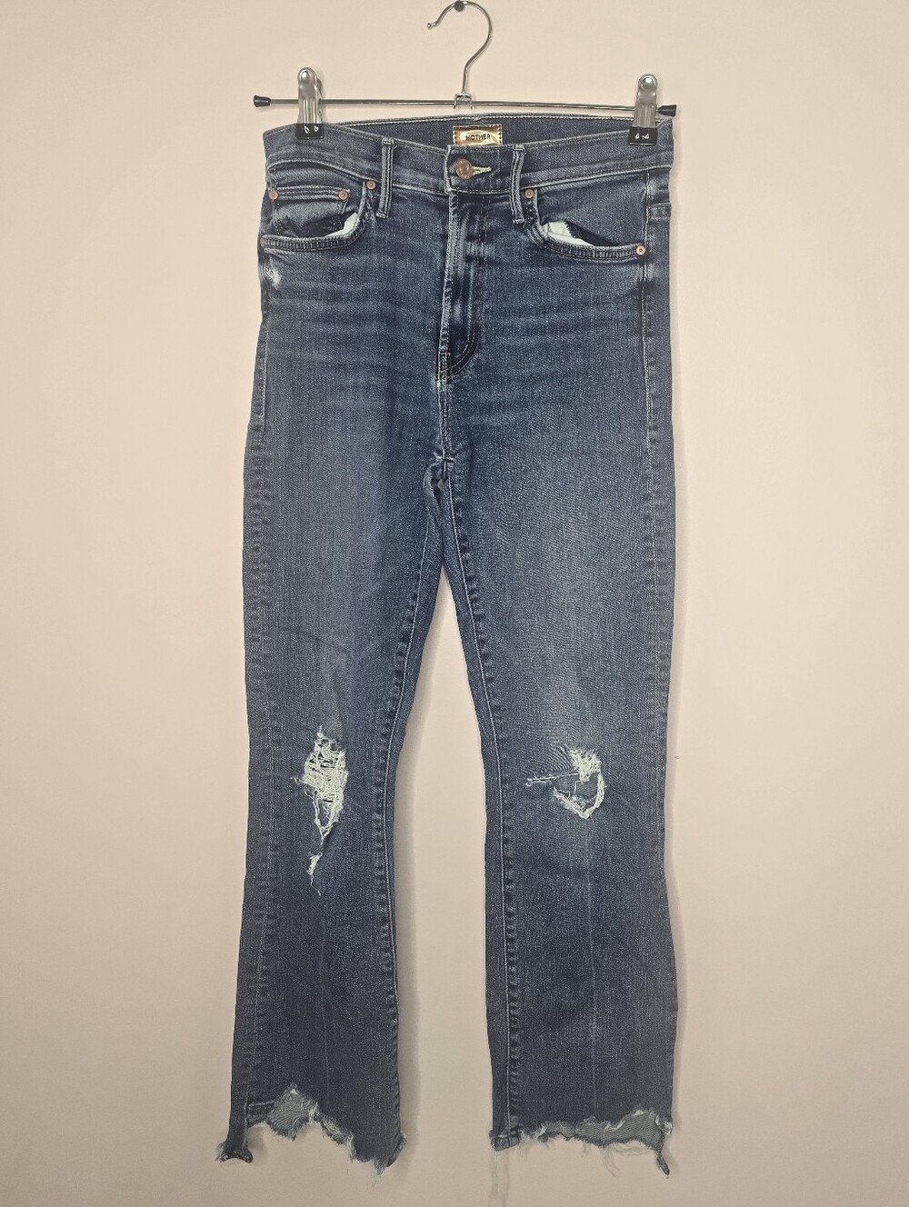 Mother The Insider Crop Step Chew Fray Wash Dancing On Coals Jeans Size 25